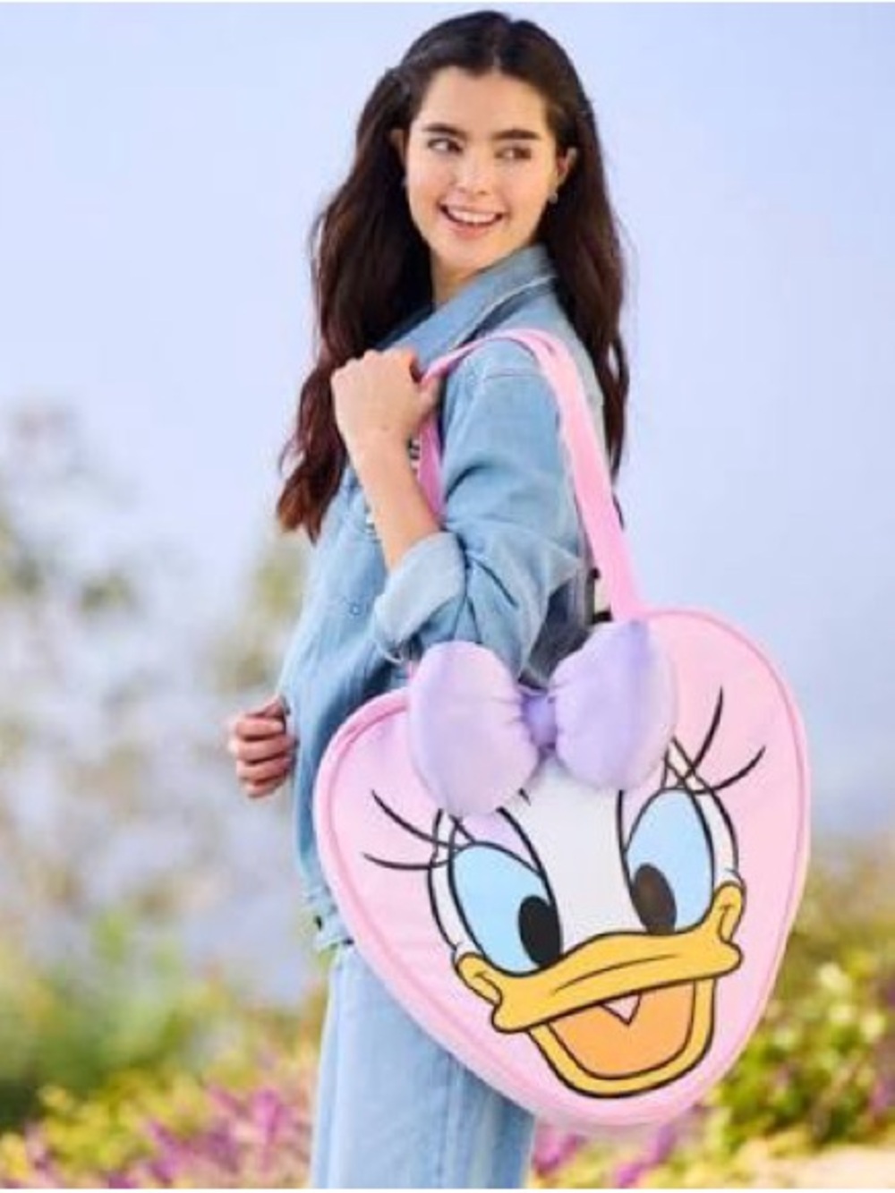 Daisy Duck big face tote Pink Heart-Shaped Shoulder Bag